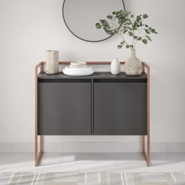 Imagem de Buffet Aparador Industrial 2 Portas Madri - Preto Cobre