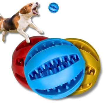 Imagem de Bolinha Brinquedo Para Cachorro Cães Gato Pet Anti-Estresse/Tartaro Bola Mordedor Compartimento Para Petiscos e Ração (Azul)