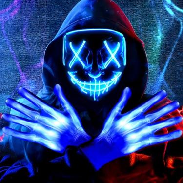 Imagem de Onsucum Halloween Mask Light Up, Hacker Purge Mask, Scary LED Mask for Cosplay Costumes Festival Carnival Party Gifts Kids Men Women