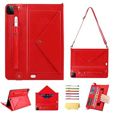 Imagem de UUcovers Capa tiracolo para iPad Pro 12,9 polegadas 6ª/5ª/4ª/3ª geração 2022/2021/2020/2018 com suporte para lápis/alça de ombro/alça de mão/bolsa envelope com suporte, capa carteira magnética,