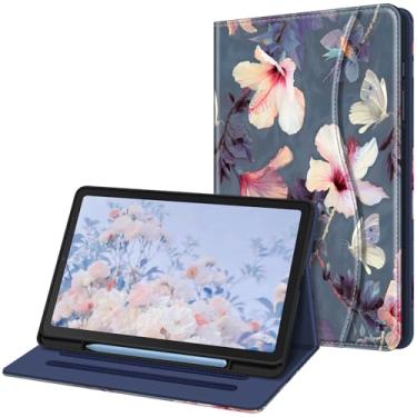 Imagem de Fintie Capa para Samsung Galaxy Tab S6 Lite 10,4 polegadas 2024/2022/2020 com suporte para caneta S, capa traseira de TPU macio de visualização em vários ângulos com bolso despertar/hibisco