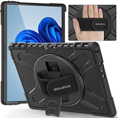 Imagem de BRAECN Capa para Surface Pro 8-13 polegadas 2021, robusta com suporte giratório de 360°/alça de mão e interface de adsorção de teclado para Microsoft Surface Pro 8 2021 - preta