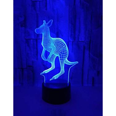 Imagem de SHDBHD Luzes noturnas para crianças, ilusão de canguru, lâmpada de cabeceira 3D, 16 cores que mudam com controle remoto, melhores presentes de aniversário para decoração de casa, festa de aniversário