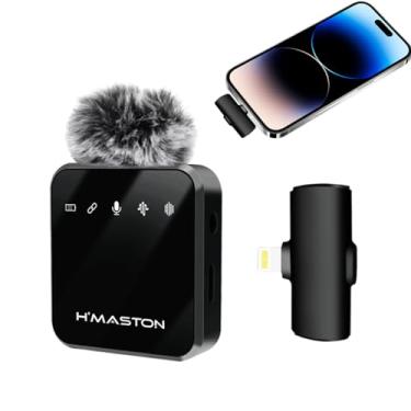 Imagem de H'MASTON Microfone Lapela Sem Fio Professional 2 em 1 Microfone de Lapela Redução de Ruído para Gravação Compativel com iPhone Lightning (MK-13-LIGHTNING)