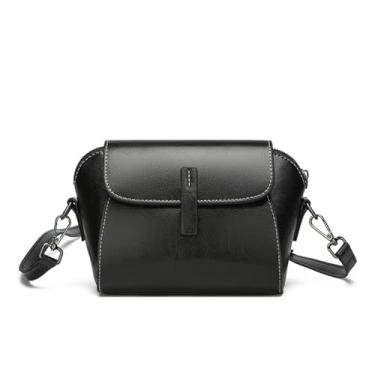 Imagem de ANNI RIEL Bolsa tiracolo de couro genuíno para mulheres, moda, retrô, carteira, bolsas de ombro pequenas, bolsa de mão de couro vegano, Preto