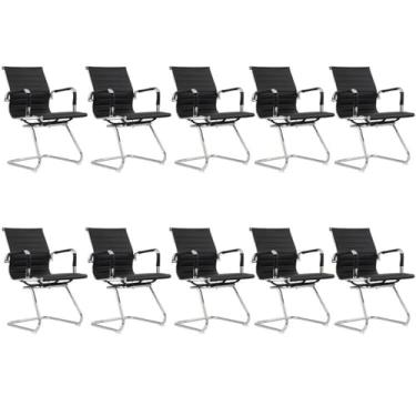Imagem de Kit 10 Cadeiras Esteirinha Presidente de Escritório Clássica Preto