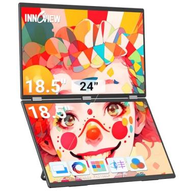 Imagem de InnoView Extensor de tela de laptop de 18,5 polegadas 115% sRGB, monitores duplos empilhados, triplos (Wins/Mac) Monitor portátil triplo de 1080p para laptop, rotação automática de 90°/180°