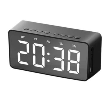 Imagem de Caixa De Som Bluetooth Rádio Fm Relógio Espelhado Despertador Som Alto