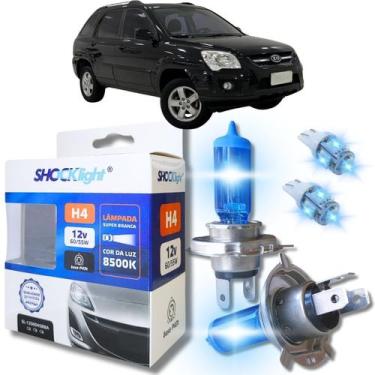 Imagem de Kit par lâmpadas super branca conector h4 8500k shocklight + par leds 