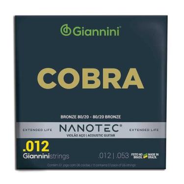 Imagem de Encordoamento Giannini Cobra Nanotec Violão Aço .012 CA82L PN Bronze 8