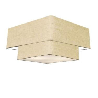 Imagem de Plafon Duplo Quadrado Md-3022 Cúpula em Tecido 25/50x35cm Rústico Bege