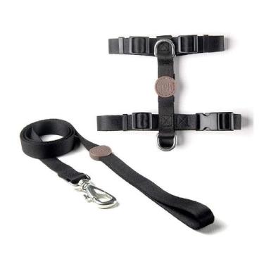 Imagem de Peitoral H e Guia Toh Black para Cães - Tamanho P