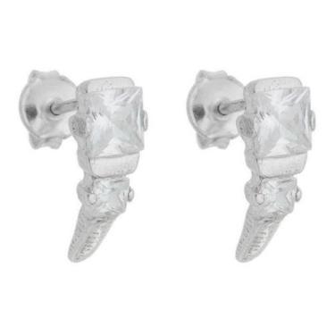 Imagem de Brinco Feminino Prata 950 Pedras Carrés Moderno Elegante - Florenzza J