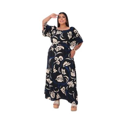 Imagem de Vestido Longo Estampado C/manga 3/4 6 Geração G1 G2 G3 G4 - Reyn Store