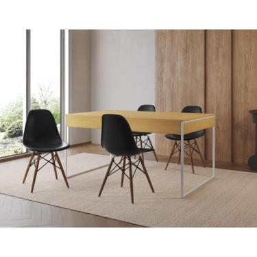 Imagem de Conjunto Industrial Filadelfia 137x90 Ferro Branco Tampo Canela 4 Cade