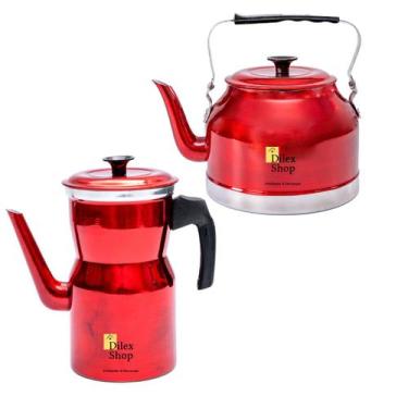 Imagem de Kit Bule Com Chaleira Grande Chá Café Leite Em Alumínio - DA ALUMINIO,