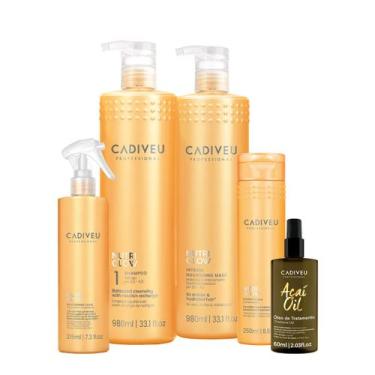 Imagem de Kit Cadiveu Professional Nutri Glow Shampoo G Condicionador Máscara Fl