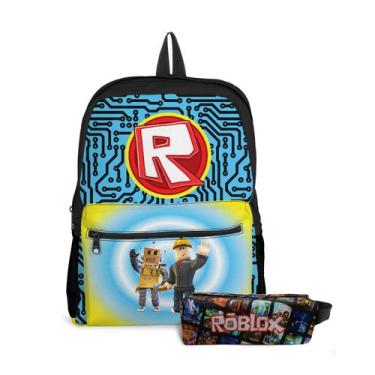 Imagem de Kit Mochila com bolso e Estojo Escolar Infantil Jogos Roblox Menino e 