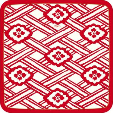 Imagem de Conjunto de dois pacotes de pratos de salada de papel quadrado vermelho de laca Kiku da Entertaining with Caspari, 8 pratos por pacote