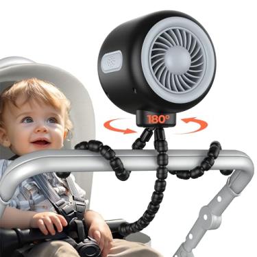 Imagem de Koonie Ventilador oscilante para carrinho de bebê, tripé flexível, clipe para assentos de carro, operado por bateria recarregável por USB, 3 velocidades, operação silenciosa - Equipamento portátil de