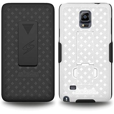 Imagem de Amzer Amzer Shellster Capa combo de coldre para Samsung Galaxy Note 4 SM-N910 (serve para todas as operadoras) - Clipe de cinto - Embalagem de varejo - Preto/Branco