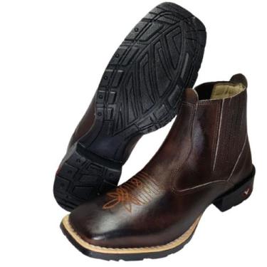 Imagem de Bota Botina Texana Masculino Couro Látego Cano Médio - MODATIVA FRANCA