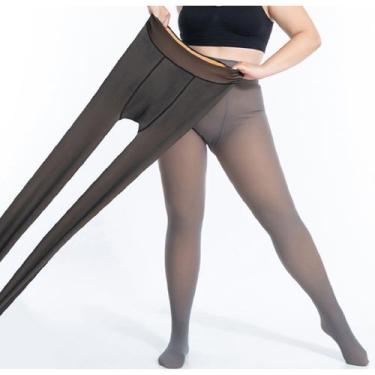 Imagem de kit 2 Meia-Calça Térmica Forrada Translúcida Legging Elástica Inverno 