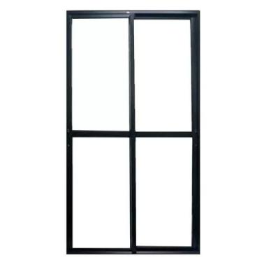 Imagem de Porta Balcão 2 Folhas 2,10x1,20 Alumínio Preto C/ Trinco - ALLO ESQUAD