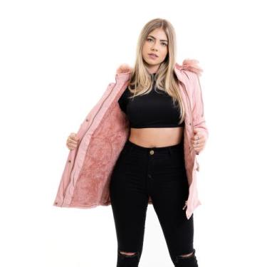 Imagem de Jaqueta Parka Feminina plusize Forrada Inverno severo - GENÉRICA, Rosa