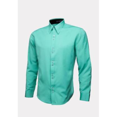 Imagem de Camisa Social Masculina Blusa Slim Camiseta Verde Lisa - LORD FINESSE,