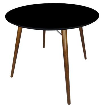 Imagem de Mesa Jantar Redonda Preto 90cm suporte V Mdf Pé Palito Inclinado - JT 