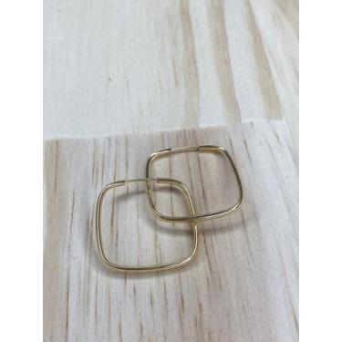 Imagem de Brinco Argola Quadrada Fio Redondo 2cm Ouro 18k - casadasjoiasonline 