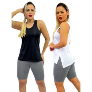 Imagem de Kit 2 Peças - Camiseta Regata Feminina Tapa Bumbum Mullet Academia Fit