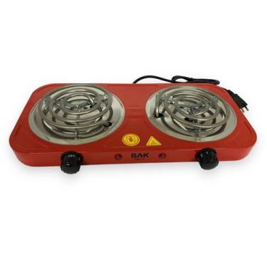 Imagem de Fogareiro Eletrico 2bocas 110v Color 2000w Camping - BAK, Vermelho