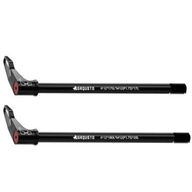 Imagem de GRQUSTO Passo de rosca de 1,75 mm dianteiro traseiro liberação rápida através de eixos para garfos de suspensão de bicicleta, garfos rígidos e estrutura traseira de bicicleta, alça giratória livre