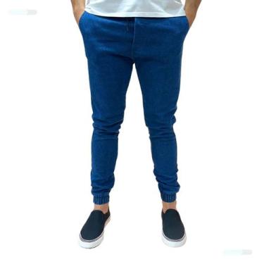 Imagem de Calça Jogger Masculina Jeans Sarja Elastano Punho Elástico - Rozalles,