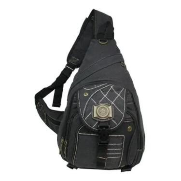 Imagem de Mochila Com Alça Transversal Em Lona Reforçada Kvn Grande, Preto