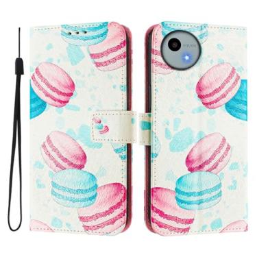 Imagem de Capa carteira para Sharp Aquos Sense9, capa flip de couro com padrão fofo, capa à prova de choque com fivela magnética, compatível com carregamento sem fio (Sharp Aquos Sense9, bolo)