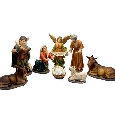 Imagem de Elysian Gift Shop Conjunto de presépio completo personalizável de Natal com figuras de 15 cm – Sagrada Família, Anjo, Animais e Bebê Jesus Removível para Exibição Personalizada (8 Peças)