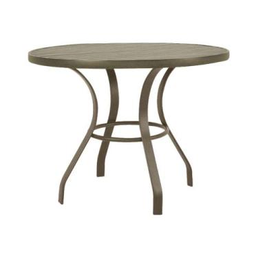 Imagem de Mesa Tampo Redondo em Aluminio Ripado Dubai 1,00m - Bege - TOP MOBILE,