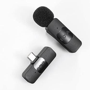 Imagem de Microfone de lapela sem fio BOYA para telefone Android tipo C BY-V10 Plug Play com cancelamento de ruído para gravação de vídeo, entrevista, transmissão ao vivo, alcance operacional de 164 pés