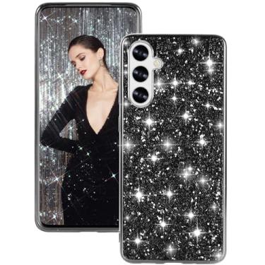 Imagem de Capa de silicone para Samsung Galaxy A35 5G com glitter brilhante, capa traseira híbrida fosca de alto impacto, resistente à prova de choque, capa protetora para Samsung A35 fofa para mulheres de 6,6