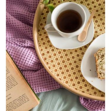 Imagem de Bandeja Redonda de Bambu com Textura de Palha 35cm - Oikos, Natural