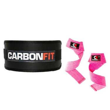 Imagem de Carbonfit - Combinho Cinto Fivela e Par de Straps CF, Preto, Rosa, G