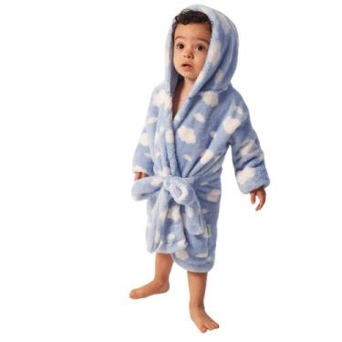 Imagem de Roupão microfibra bebê estampado c/ capuz - baby-joy - BABY JOY, Azul,