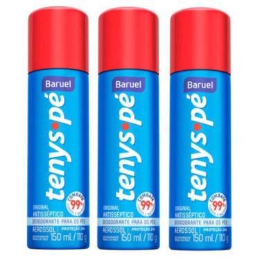Imagem de Kit 3 Desodorante p Pés Aerossol Original Antisséptico 150ml - Baruel
