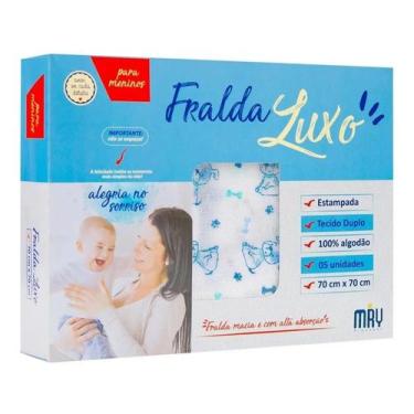 Imagem de Fralda de Pano Bebê Luxo Tecido Duplo 100% Algodão Estampada 70x70cm C