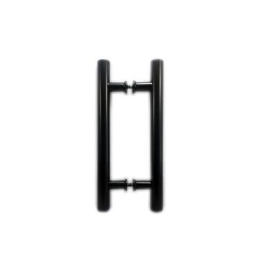 Imagem de Puxador H duplo 30x20cm tubular redondo para porta de vidro e portão -