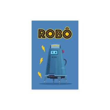 Imagem de Placa Decorativa MDF infantil Robô Azul 30x40cm - Quartinhos