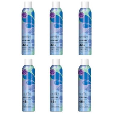 Imagem de Kit com 6 - Desodorante Antitranspirante Soffie Original Aerosol